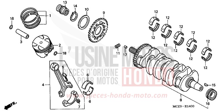 KURBELWELLE/KOLBEN von Hornet 900 DARKNESS BLACK METALLIC (NH463) von 2005